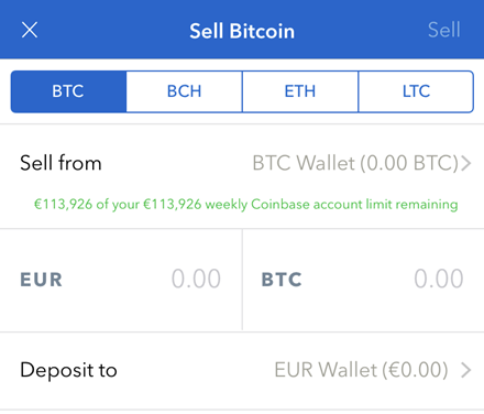 coinbase sell BTC